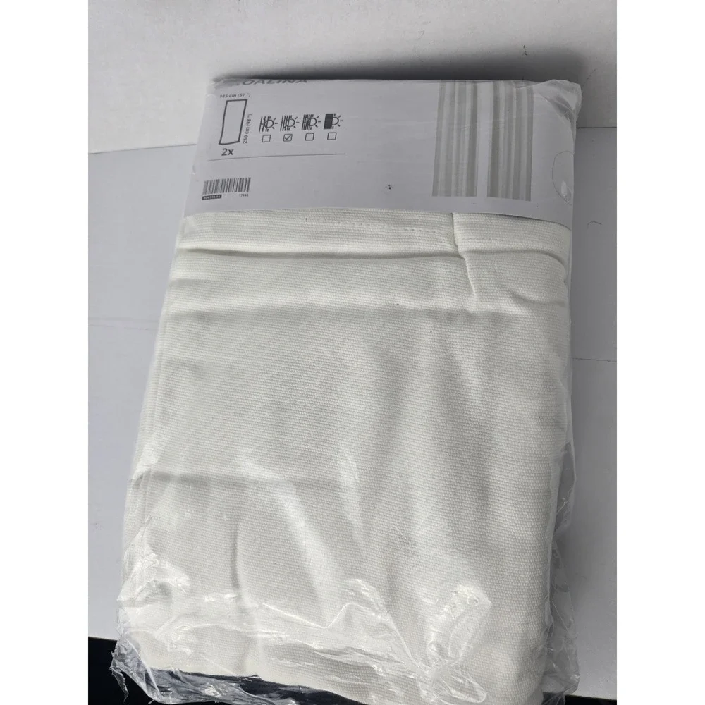 IKEA Moalina Curtains 57x98 White Textured Light Filtering 2 Panels Minimalist